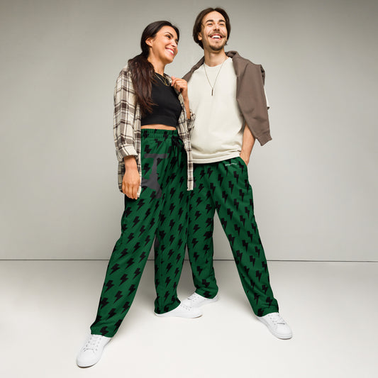 FAUSETTE Green with Lightning Bolt Wide-leg joggers