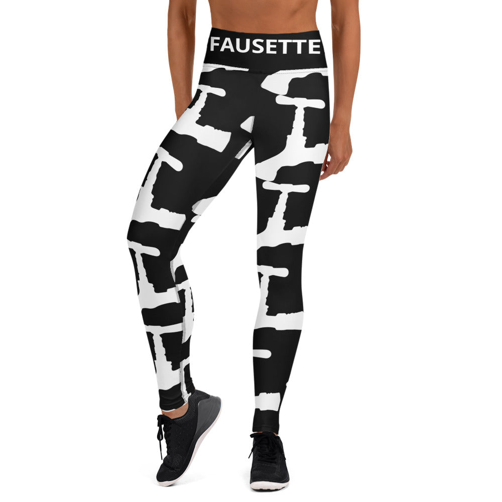 FAUSETTE White on Black Yoga Leggings