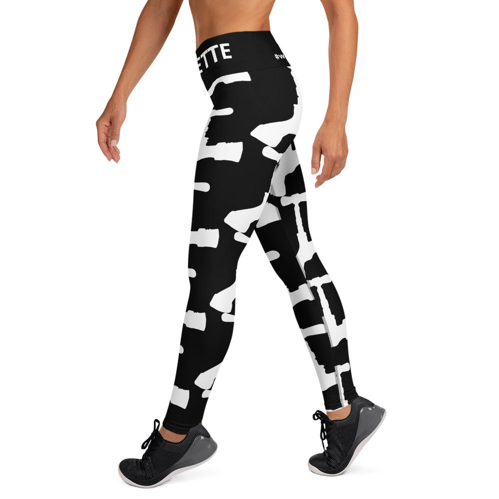 FAUSETTE White on Black Yoga Leggings