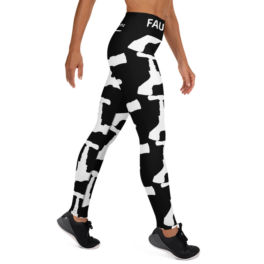 FAUSETTE White on Black Yoga Leggings