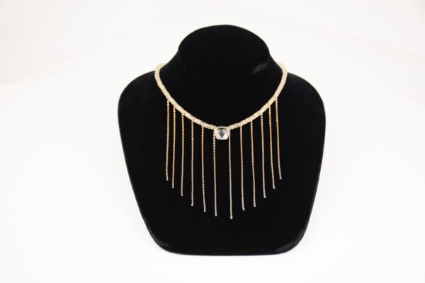 green amethyst and 14k chain necklace