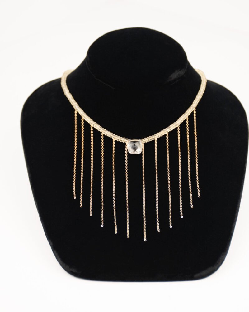 green amethyst and 14k chain necklace