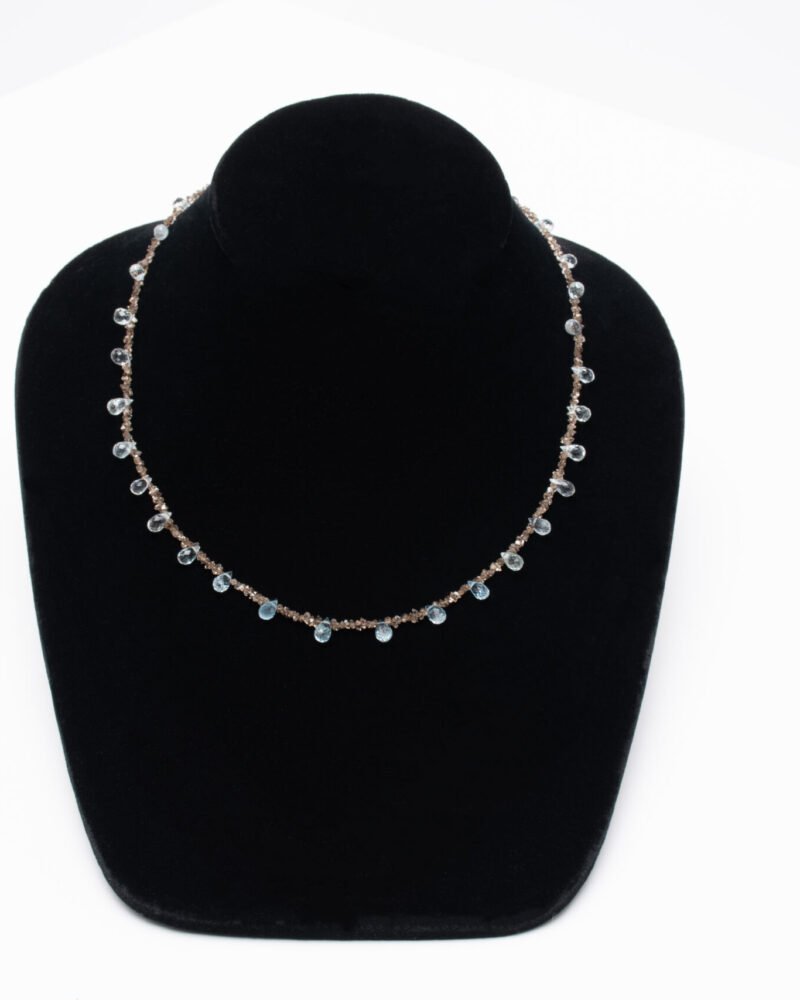 chocolate herkimer and blue topaz necklace