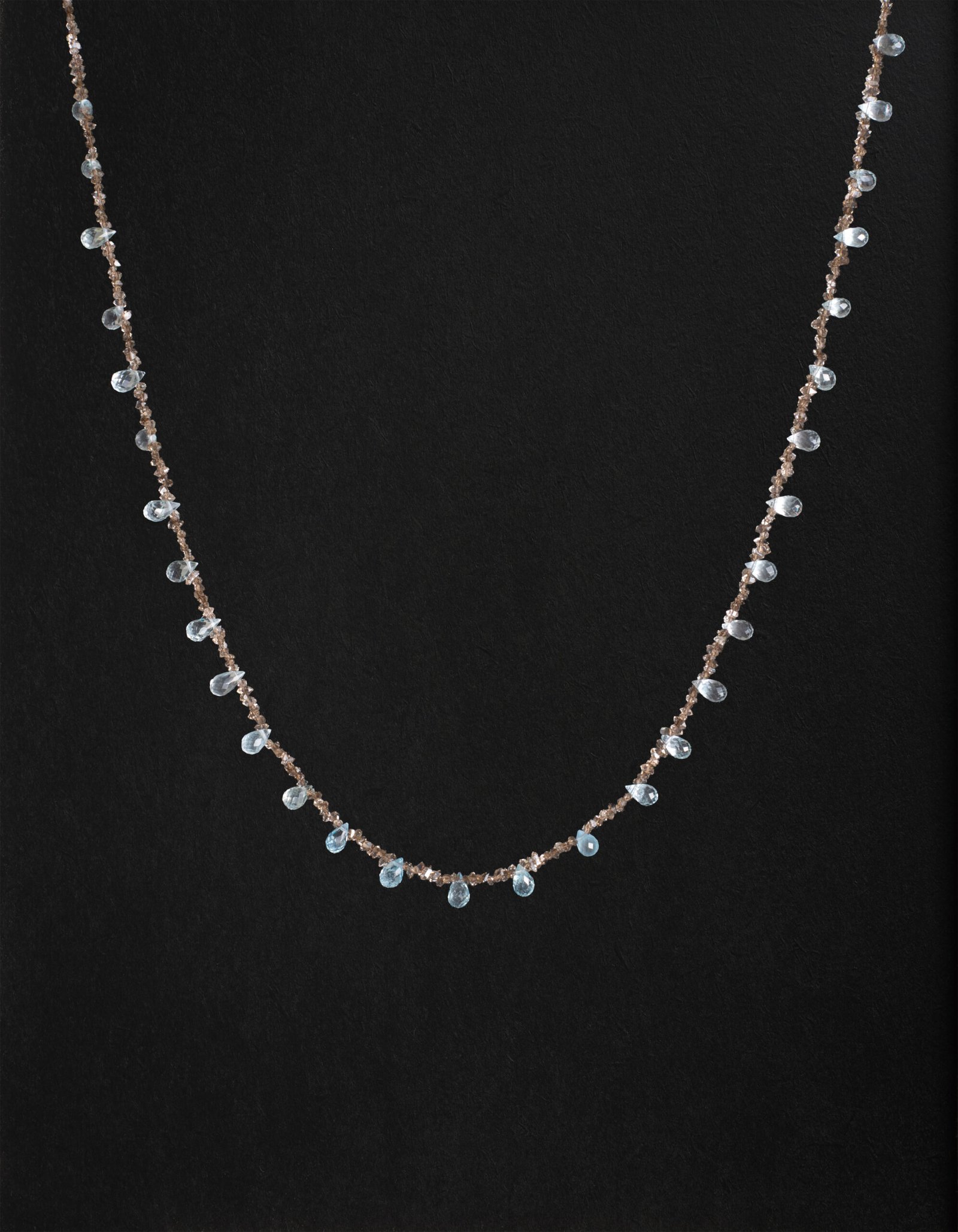 chocolate herkimer and blue topaz necklace