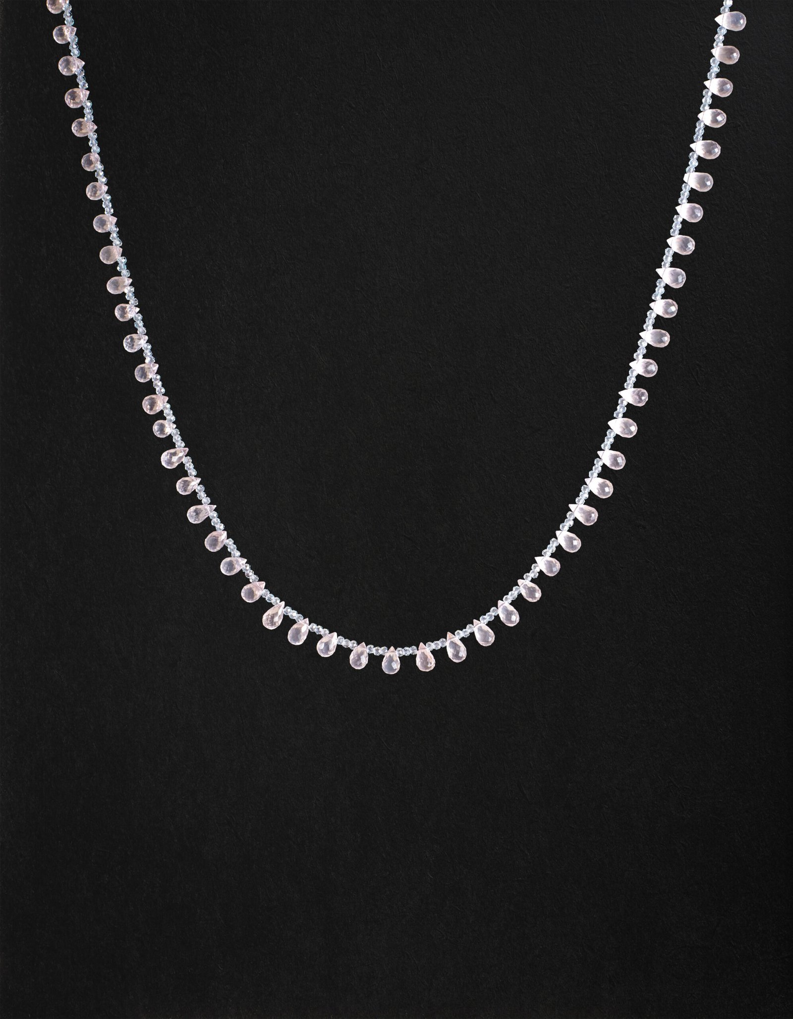 faceted rose quartz drops necklace