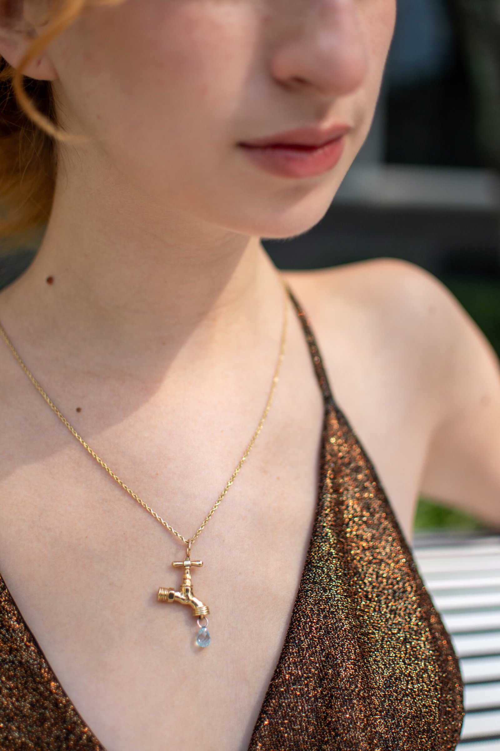 solid gold faucet necklace