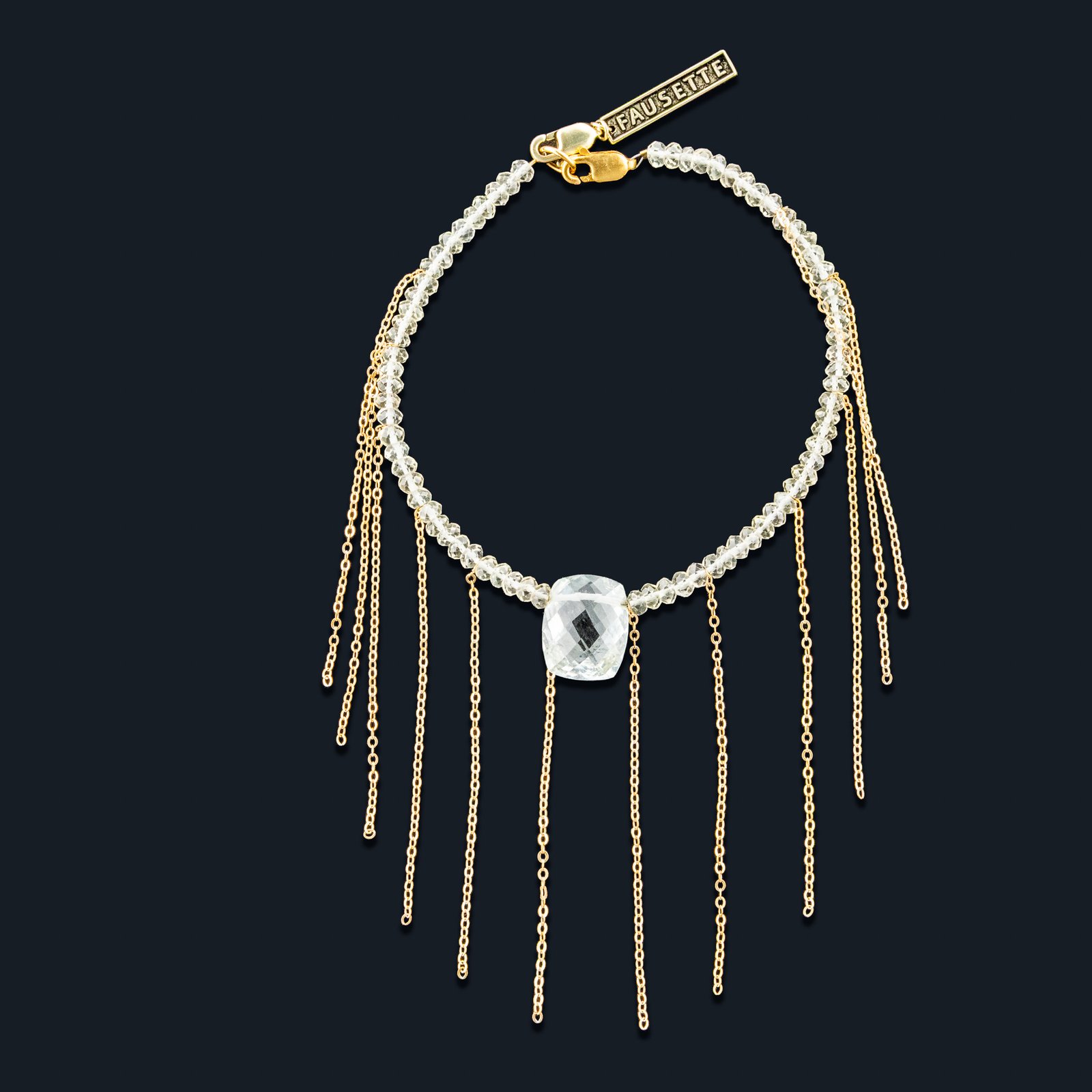 Green Amethyst and 14k Chain Bracelet