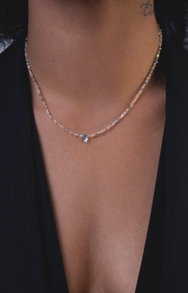 herkimer diamond and blue topaz necklace