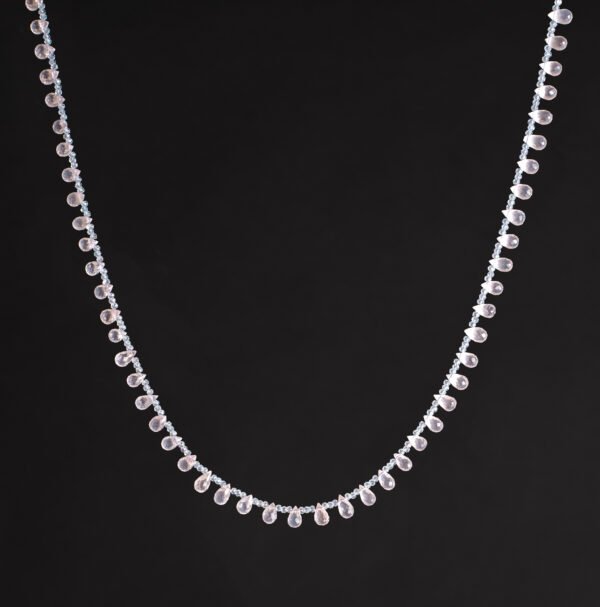 faceted rose quartz drops necklace