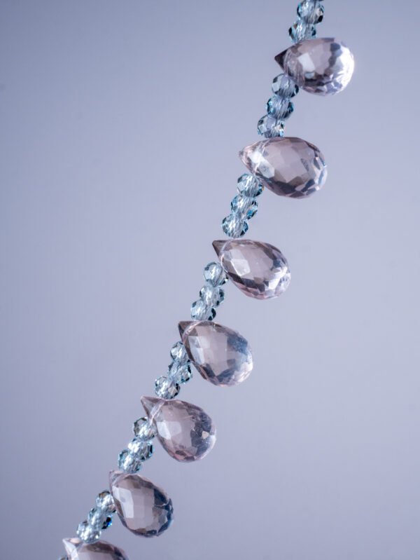 faceted rose quartz drops necklace