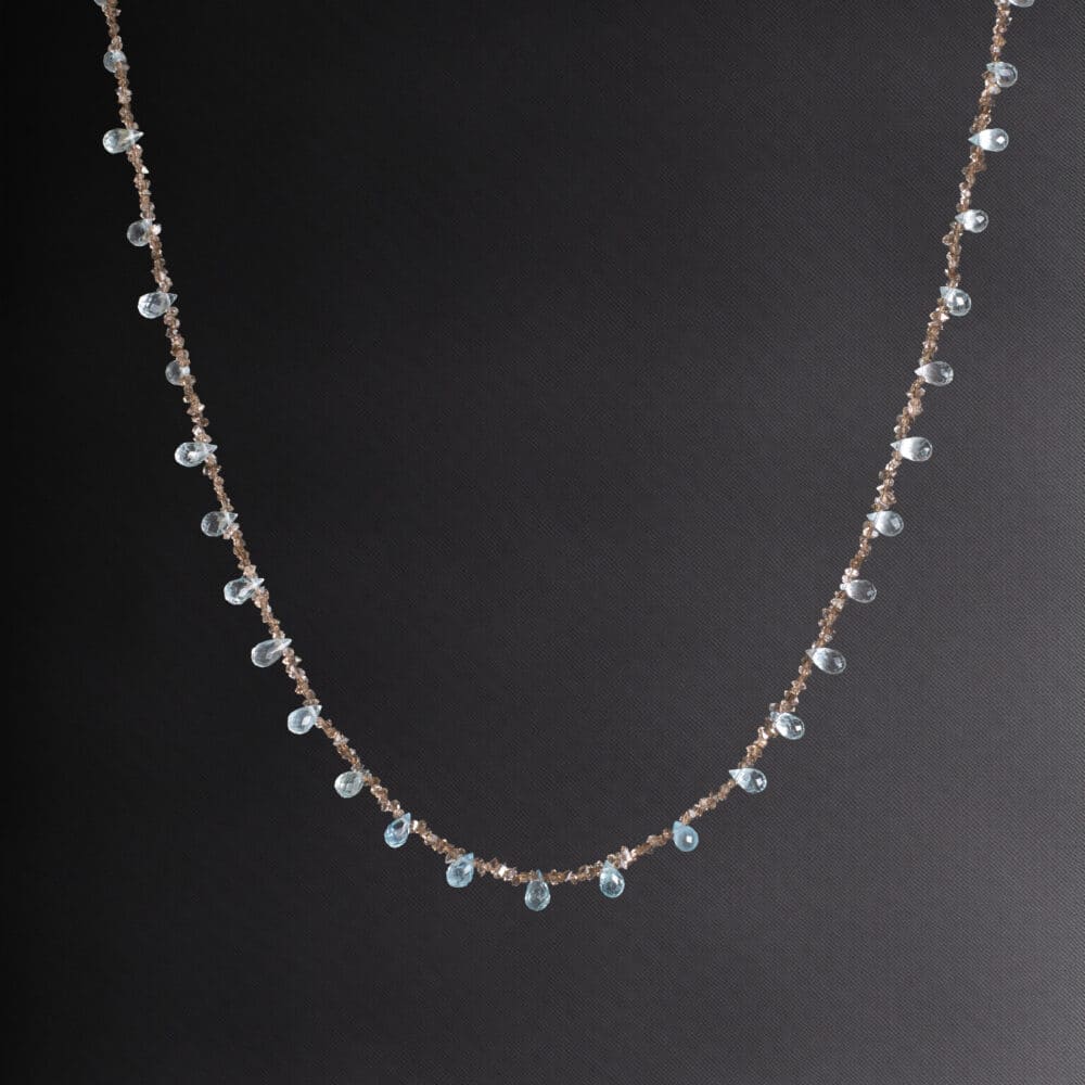 Herkimer Quartz Blue Topaz Necklace