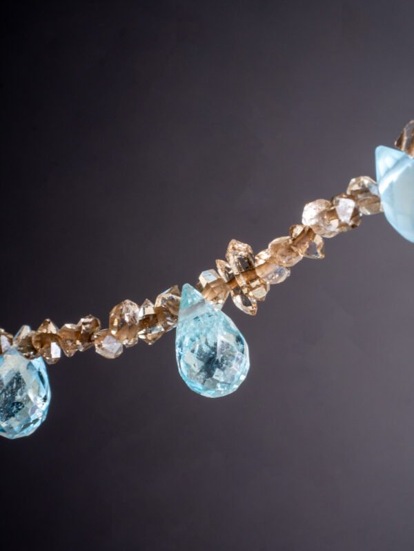 chocolate herkimer and blue topaz necklace