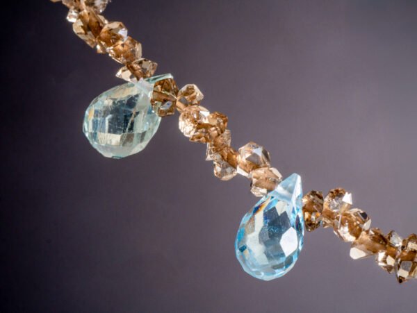 chocolate herkimer and blue topaz necklace