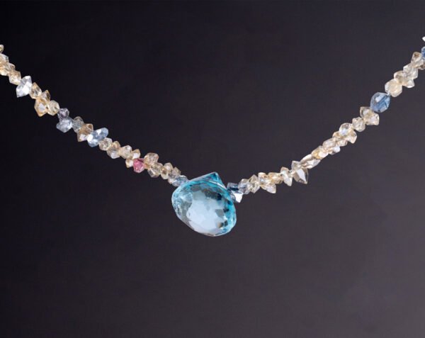 herkimer diamond and blue topaz necklace