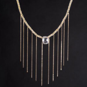 green amethyst and 14k chain necklace