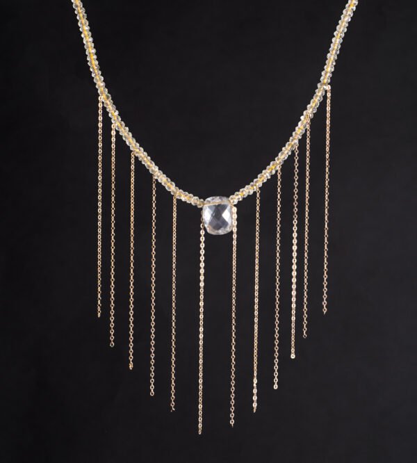 green amethyst and 14k chain necklace