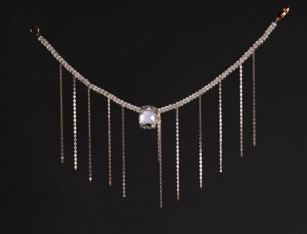 green amethyst and 14k chain bracelet