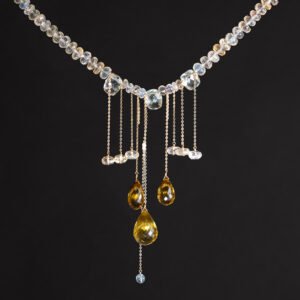 green amethyst and citrine sculpture necklace