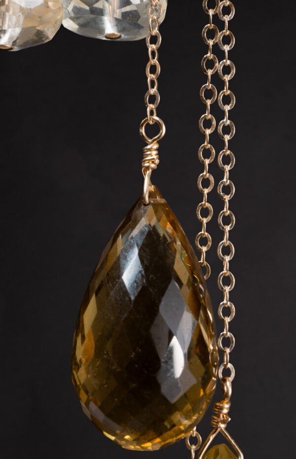 green amethyst and citrine sculpture necklace