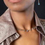 chocolate herkimer and blue topaz necklace
