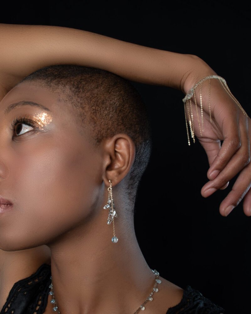 green amethyst and 14k chain bracelet