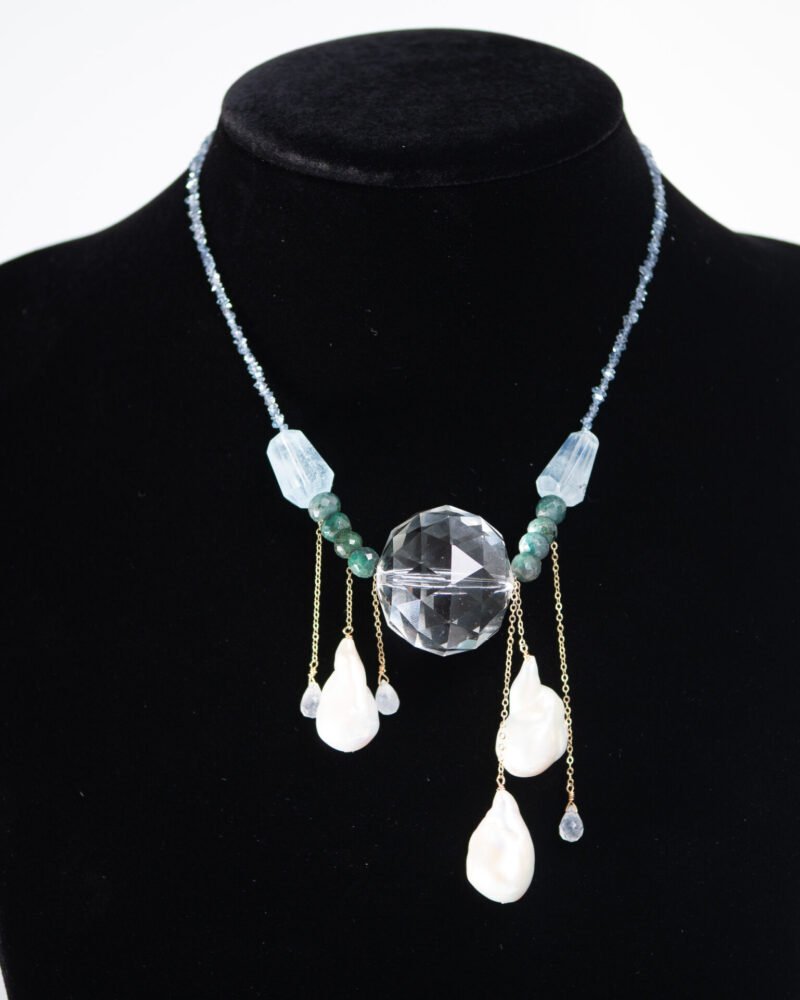 faceted crystal & baroque pearl strand