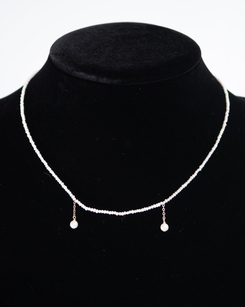 seed pearl necklace with gold and pearl drops