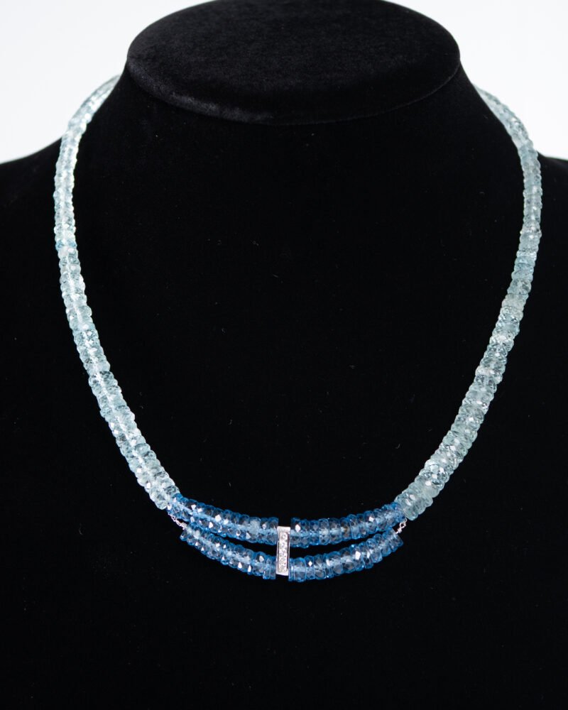 aquamarine, sapphire & diamond bar necklace