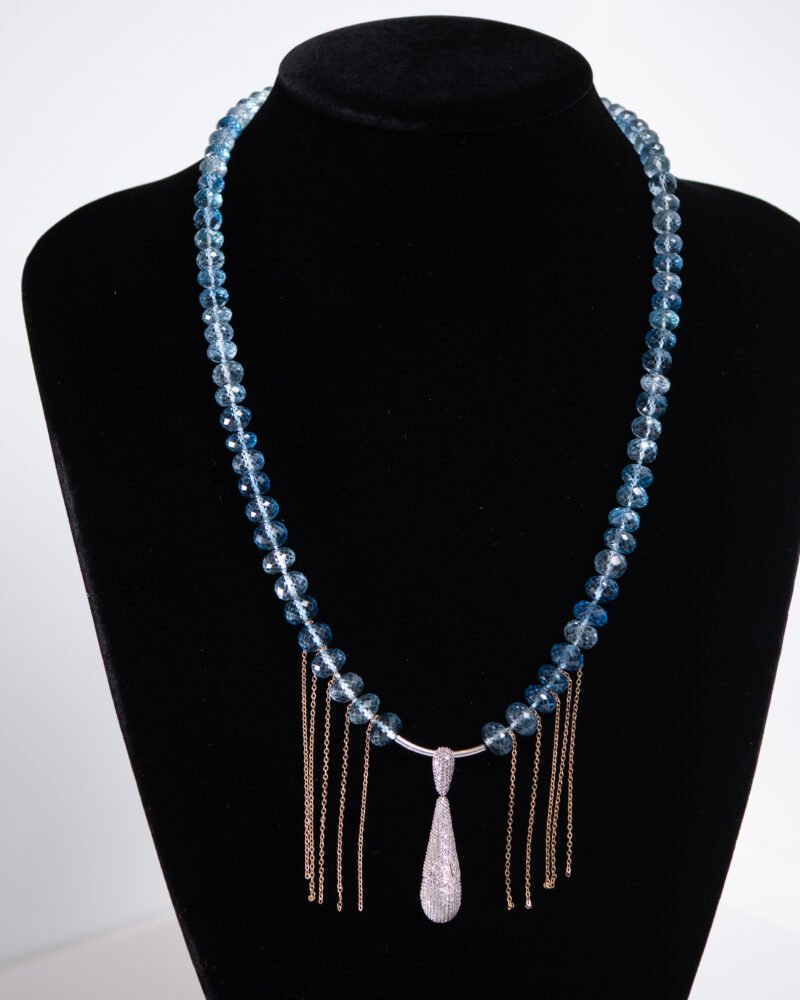 aquamarine and vintage bowtie couture necklace