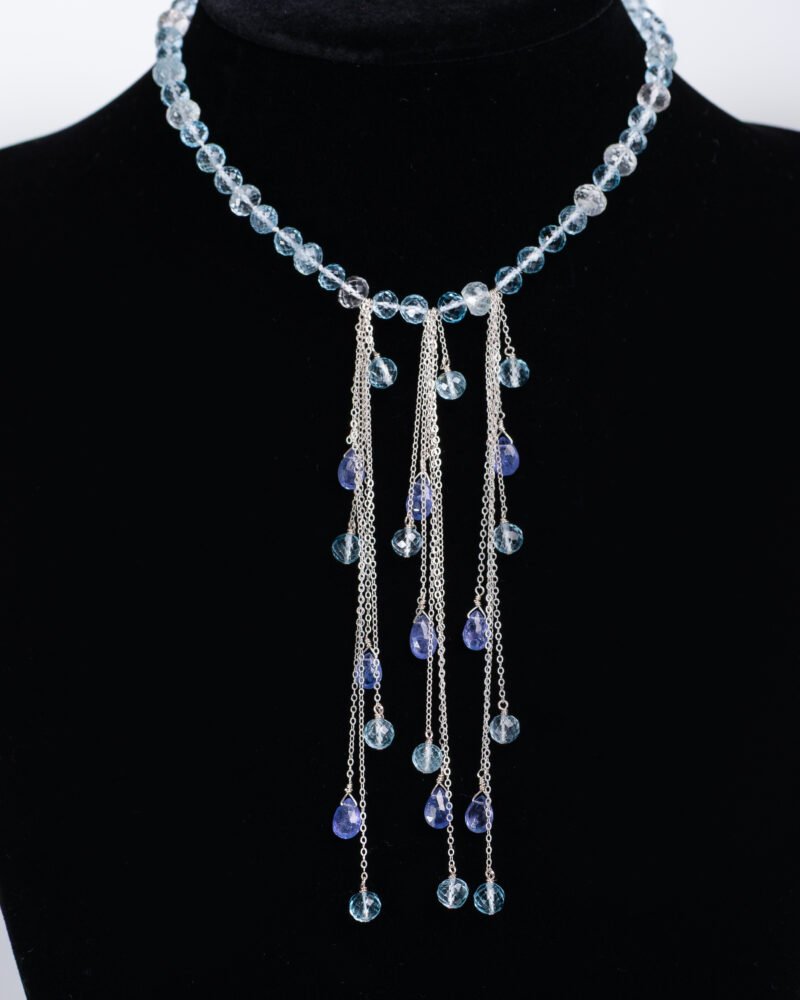 aquamarine cascade choker with tanzanite falls