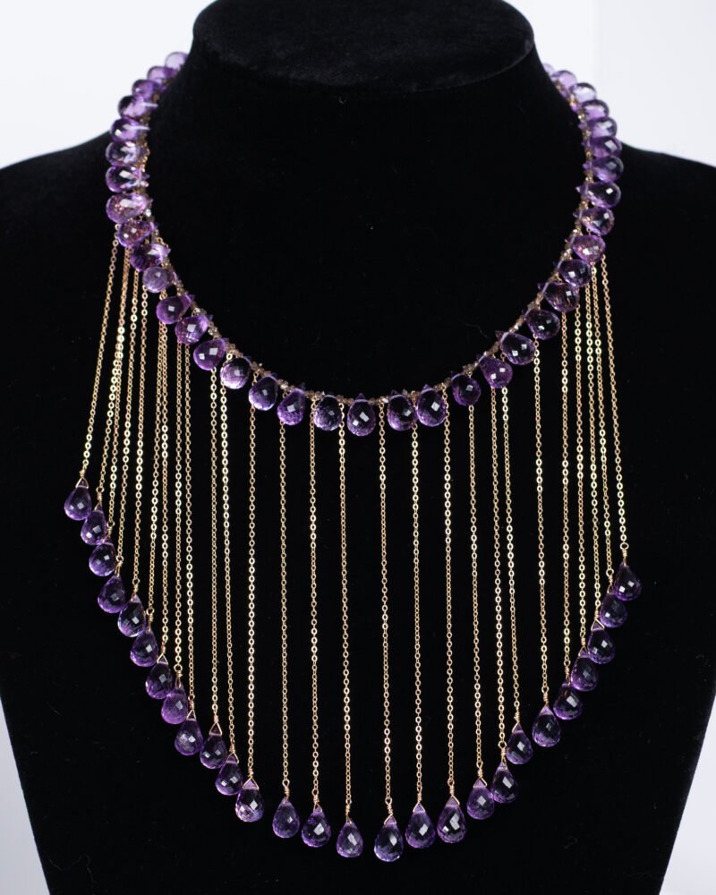 amethyst curtain statement necklace